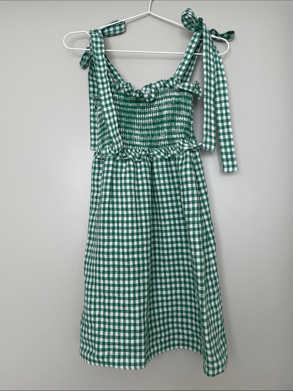 Reformation Dawson linen gingham mini dress adjustable ties - Picture 2 of 7